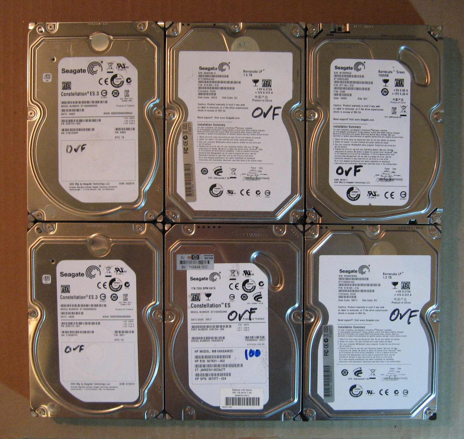 1TB HDD Lot of 6 Seagate 0176