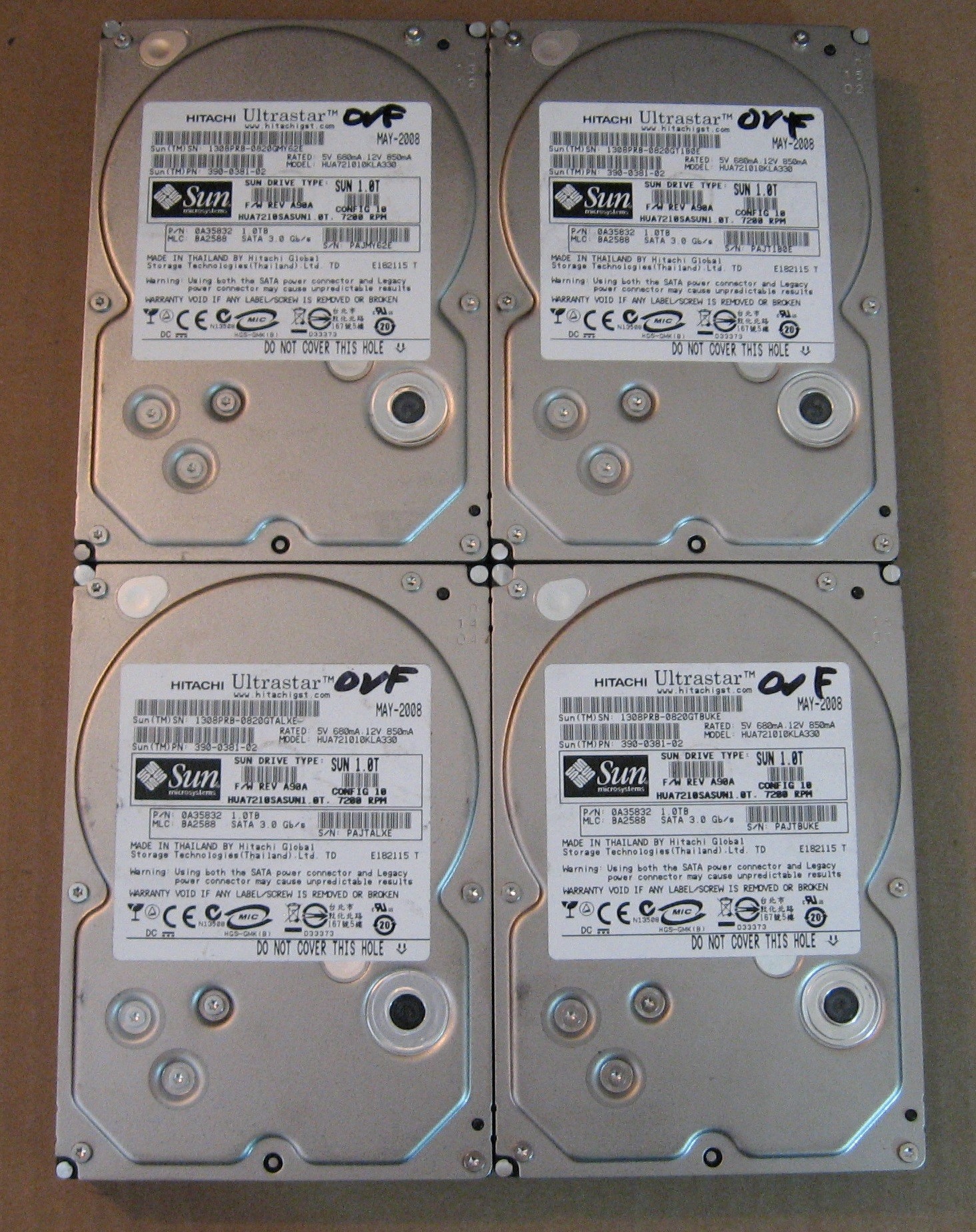 1TB HDD Lot of 4 Hitachi 0352