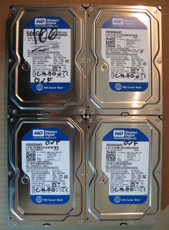 500GB HDD Lot of 4 WD1804