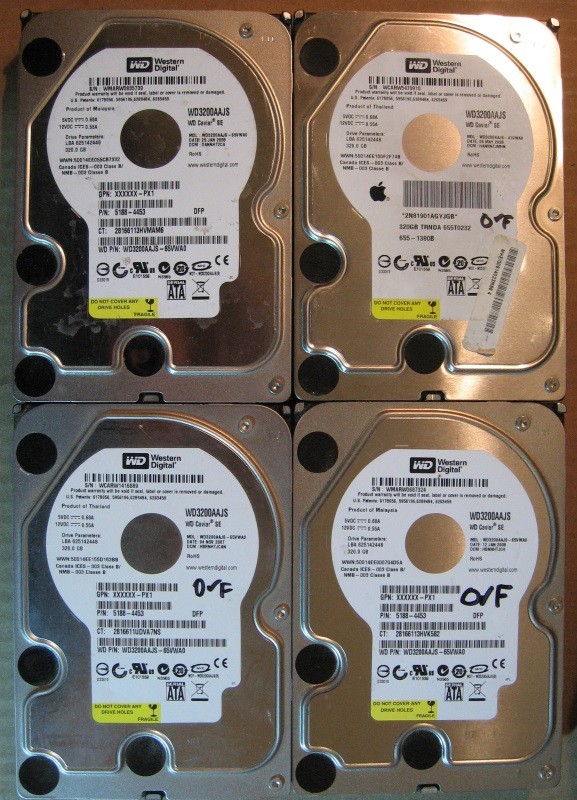 320GB HDD Lot of 4 WD 1836