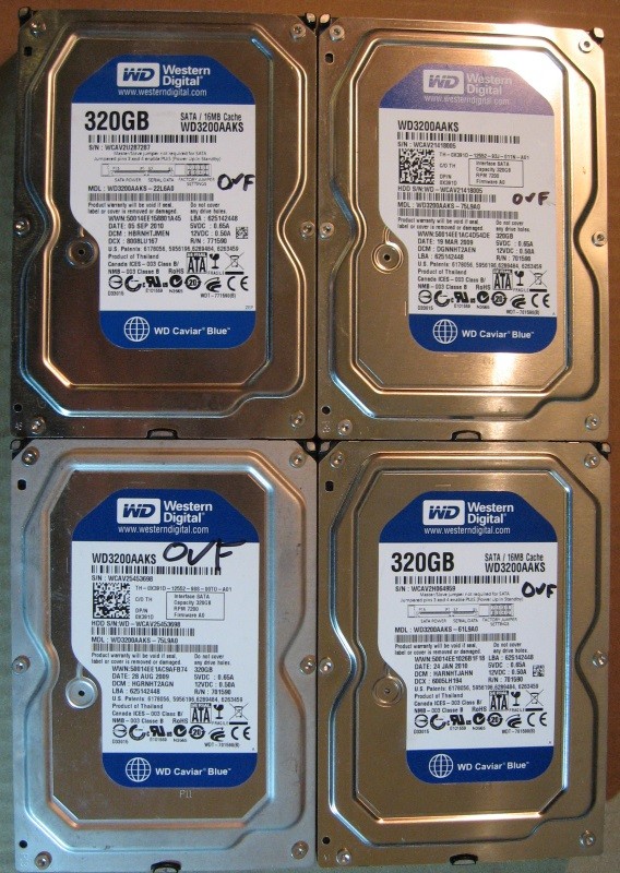 320GB HDD Lot of 4 WD 1841