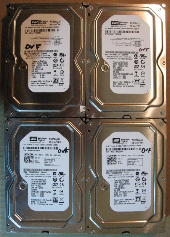 320GB HDD Lot of 4 WD 1885