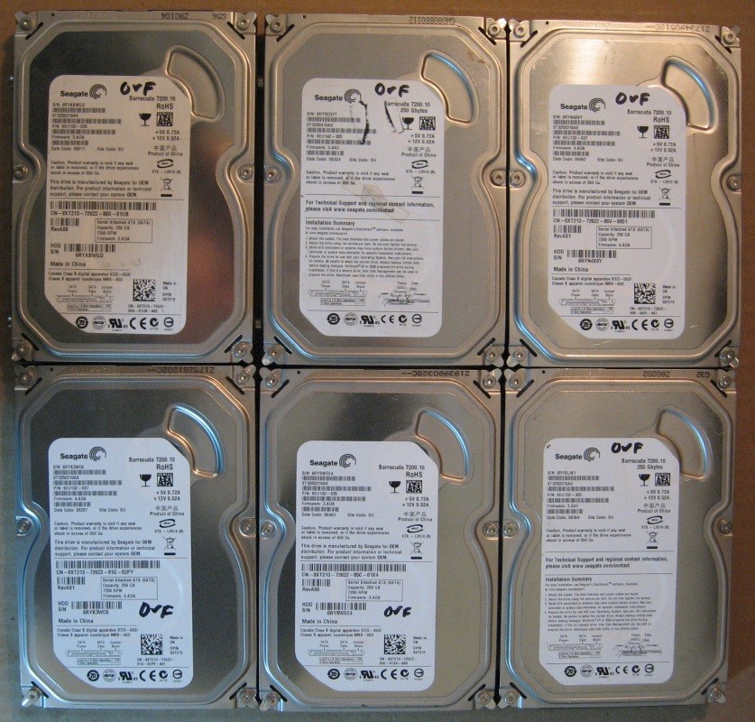 250GB HDD Lot of 6 WD 1907