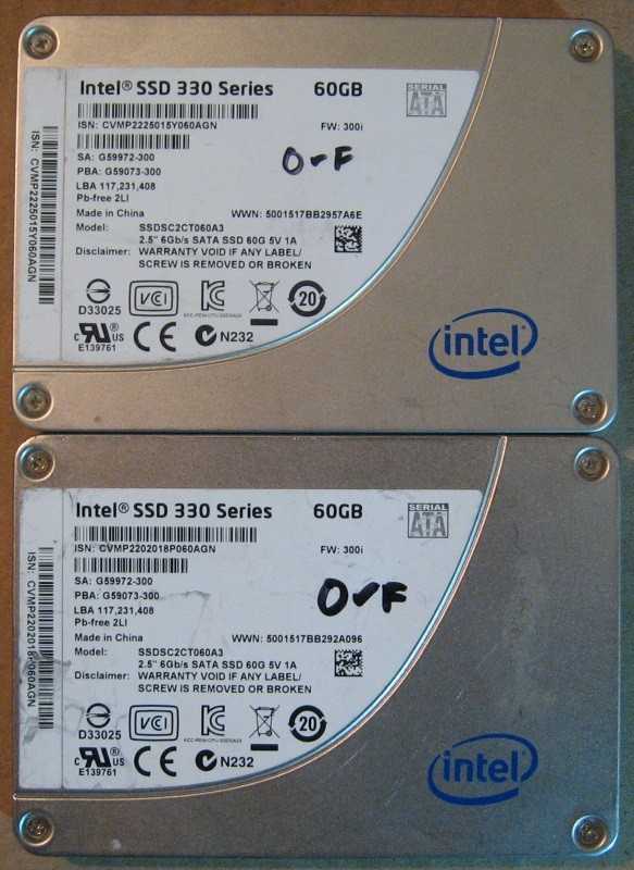 60GB SSD Lot of 2 Intel 1985