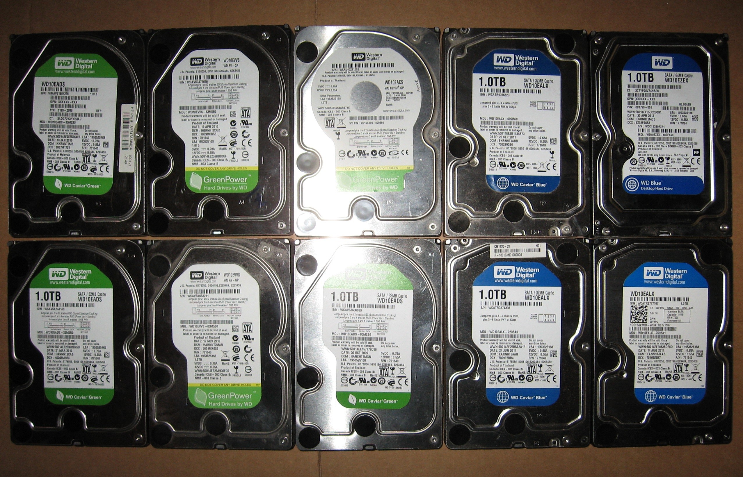 1TB Lot of 10 WD